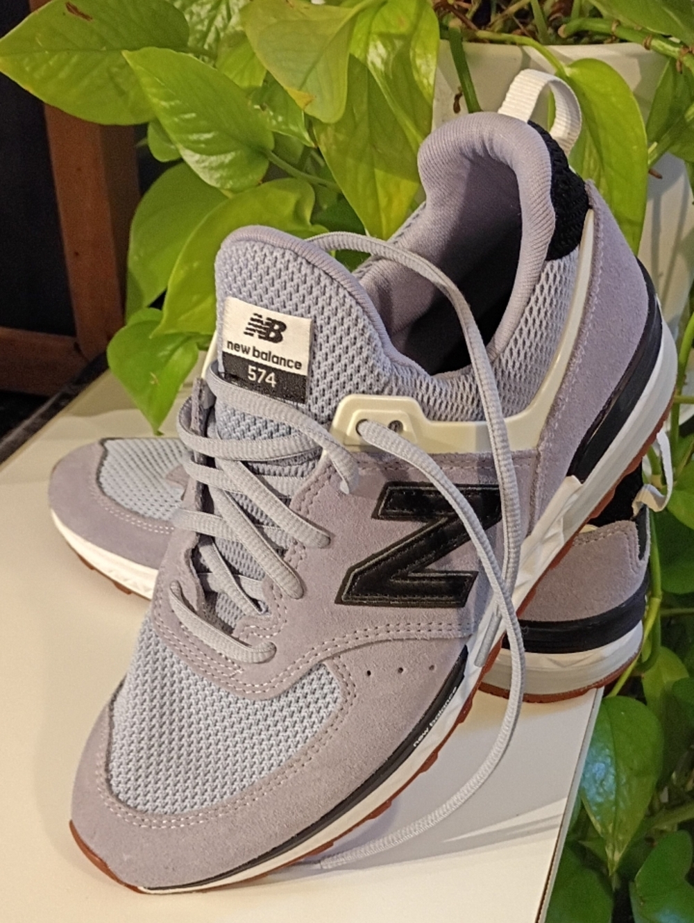 New Balance 574 Lavender Gray Suede & Mesh Sneakers